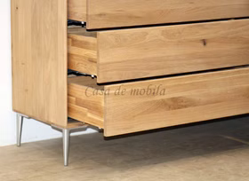 Details kommode breit mit 6 Schubladen CUBE IT 178x78x42cm wildeiche bianco Alufüße chrom
