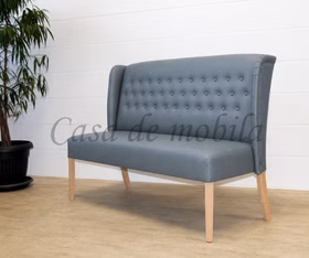 Tischsofa mit Knopfheftung WIRSBERG 160x107x68cm Kunstleder petrol Holzbeine Buche natur lackiert Küchensofa mit KnopfheftungWIRSBERG 160x107x68cm Kunstleder petrol Holzbeine Buche natur lackiert