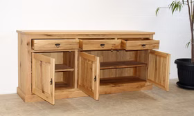 Geschirrkommode 3-türig VERSAILLES 180x80x45cm Wildeiche massiv natur geölt Geschirrkommode 3-türig VERSAILLES 180x80x45cm Wildeiche massiv natur geölt Casa de mobila Goslar