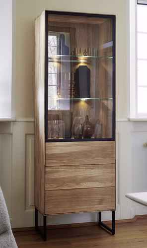 Vitrine 62x185x40cm STIRLING Wildeiche geölt