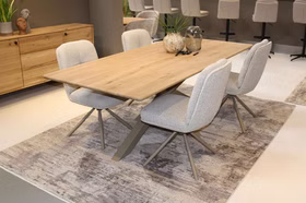 Esszimmertisch MIAMI 220x100cm Asteiche massiv bianco geölt Duo Kante Doppel-X beige Casa de mobila Goslar