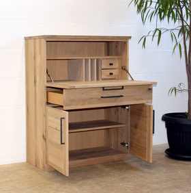 Massivholz Schreibschrank 88x114x40cm PALERMO Wildeiche massiv bianco geölt in Goslar bei Casa de mobila Massivholz Schreibschrank 88x114x40cm PALERMO Wildeiche massiv bianco geölt in Goslar bei Casa de mobila