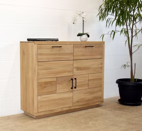 Flurkommode 129x104x40cm WINDSOR Eiche massiv geölt Massivholz Wäscheschrank 2 türig mit schubladen WINDSOR 129x104x40cm Eiche massiv bianco geölt Casa de mobila Goslar