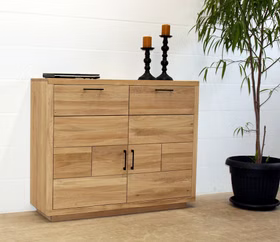 Flurkommode 129x104x40cm WINDSOR Eiche massiv geölt Massivholz Wäscheschrank 2 türig mit schubladen WINDSOR 129x104x40cm Eiche massiv bianco geölt Casa de mobila Goslar