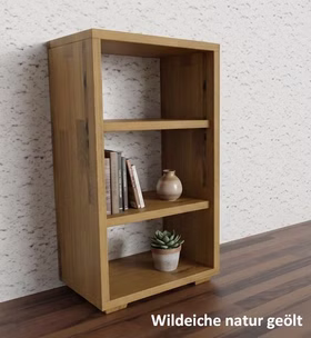 Standregal 47x85x33cm CONTRA Massivholz Holzfüße Aktenregal CONTRA 47x85x33cm Wildeiche massiv natur geölt Holzfüße Casa de mobila Goslar