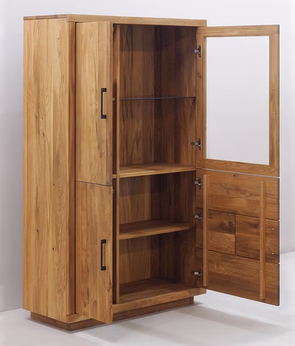 Highboard 98x162x40cm 4-türig WINDSOR Eiche massiv Natur geölt