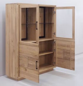 Vitrinenschrank Windsor 128x162x40 cm Eiche massiv geölt Casa de mobila Goslar