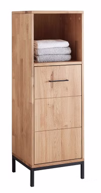 Badschrank ILSE 40x115x35cm eichenholz geölt mit Metallbeine schwarz Badschrank ILSE 40x115x35cm eiche massiv natur geölt mit Metallbeine schwarz Casa de mobila Goslar