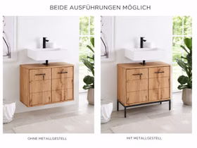 Waschbeckenunterschrank hängend ILSE 70x60x40cm Asteiche massiv Natur geölt Casa de mobila Goslar