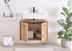 hängende waschbeckenunterschrank ILSE 70x60x40cm eichenholz massiv Natur geölt Casa de mobila Goslar