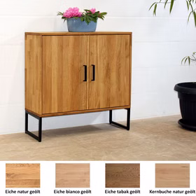 Kommode geringe Tiefe MIDO 90x88x32cm Eiche Kernbuche massiv natur bianco nussbaumfarben geölt