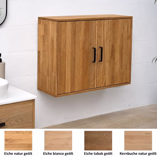 Hängeschrank geringe Tiefe MIDO 90x68x32cm Eiche Kernbuche massiv natur bianco nussbaumfarben geölt