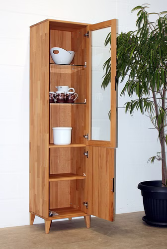 Vitrinenschrank 46x192x32cm MIDO Kernbuche natur geölt