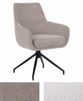 Armlehnstuhl drehbar MINGUS 63x90x64cm mit Armlehnen Polster braun creme Metallgestell schwarz