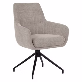 Polsterstühle drehbar MINGUS 63x90x64cm mit Armlehnen Polster creme Metallbeine schwarz