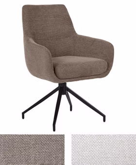 Polsterstuhl drehbar MINGUS 63x90x64cm mit Armlehnen Polster braun creme Metallgestell schwarz