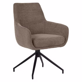 esszimmerstühle drehbar MINGUS 63x90x64cm mit Armlehnen Polster braun Metallbeine schwarz
