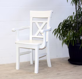 Armlehnstuhl 58x96x55cm NORDIC HOME Kiefer weiß lackiert
