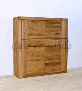 highboard-horizont-wildeiche-massiv-natur-geölt Highboards Horizont aus massiver Wildeiche mit markanter Holzmaserung, 4 Holztüren und 2 Schubladen, Made in Germany.