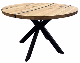tisch-rund-120cm-wildeiche-epoxigharz-schwarz Runder Esstisch aus geölter Asteiche mit Schweizer Kante, schwarzem Epoxidharz und Doppel-X-Gestell