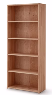 bueroregal-genua-buche-80cm-breite-faecher. Nahaufnahme der 80 cm breiten und 33 cm tiefen Einlegeböden des Büroregals GENUA aus Massivholz.