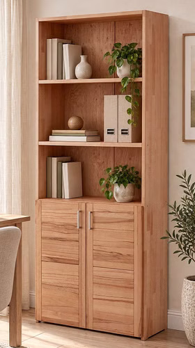 Büroregal 80x186x35cm GENUA Holztüren Kassettenfront Kernbuche