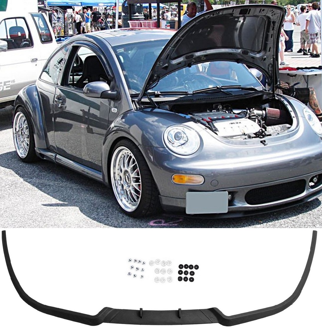 Suitable for VW New Beetle Front Bumper Cup Chin Spoiler Lip Splitter Valance+Screws Suitable for VW New Beetle Front Bumper Cup Chin Spoiler Lip Splitter Valance+Screws