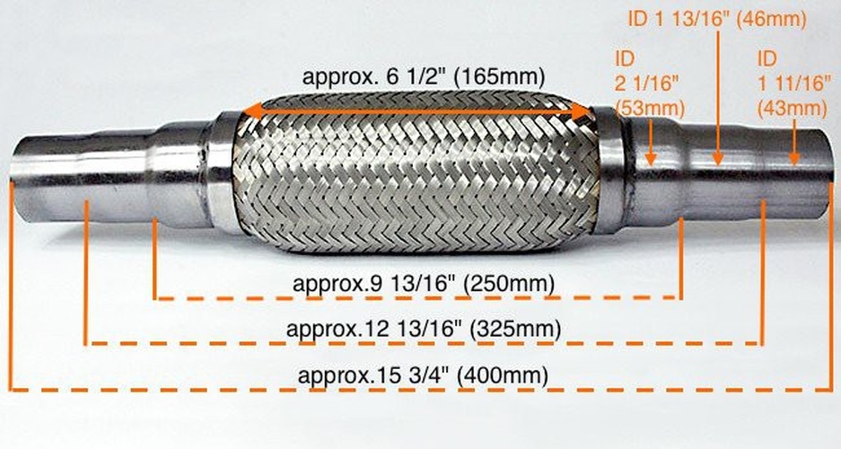 Universal Front Exhaust Flex Pipe Tube 165mm Stainless Steel...