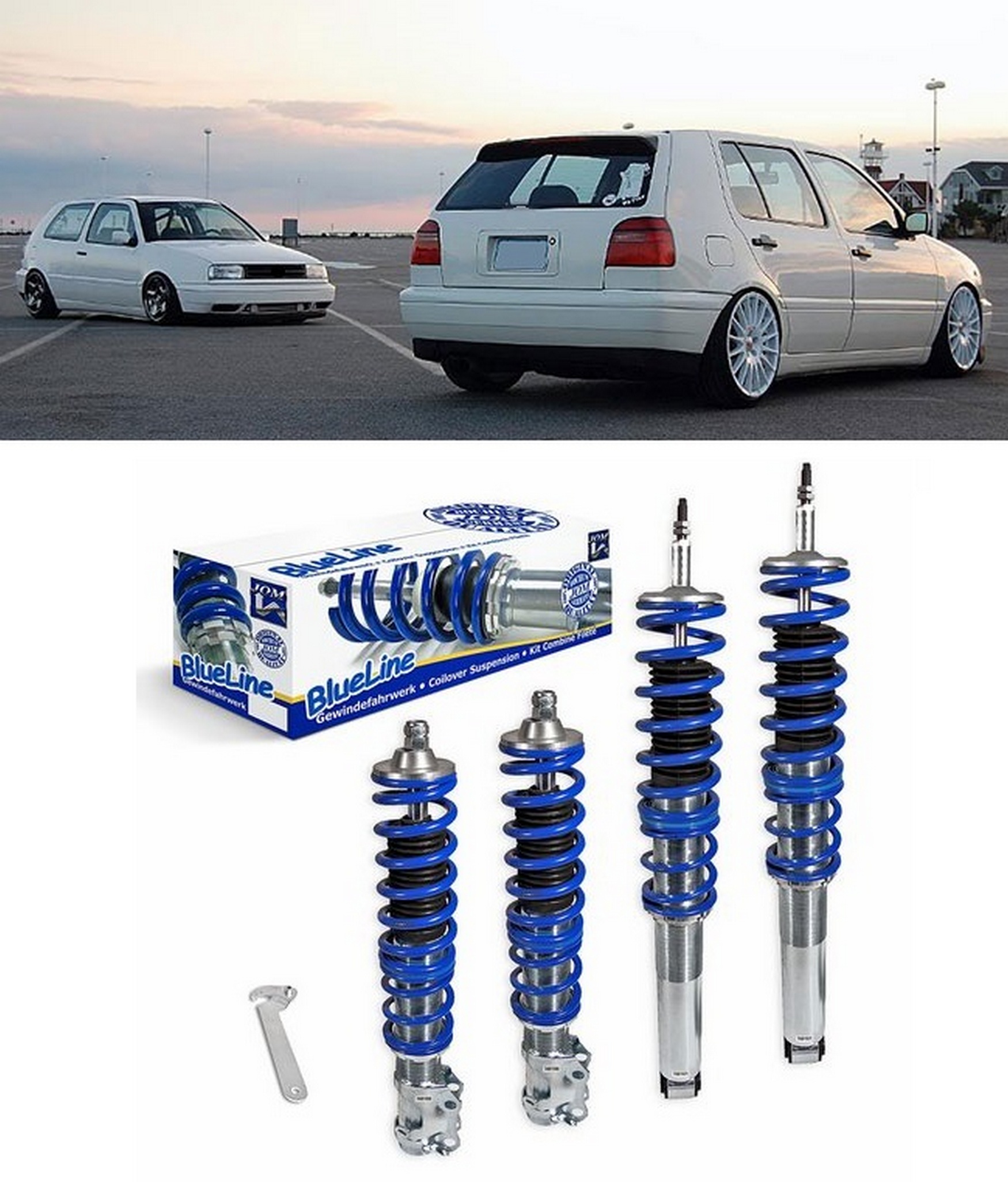 JOM Gewindefahrwerk Schraubfahrwerk passend für VW Golf 2 Golf 3 Vento Jetta 2 JOM Gewindefahrwerk Schraubfahrwerk passend für VW Golf 2 Golf 3 Vento Jetta 2