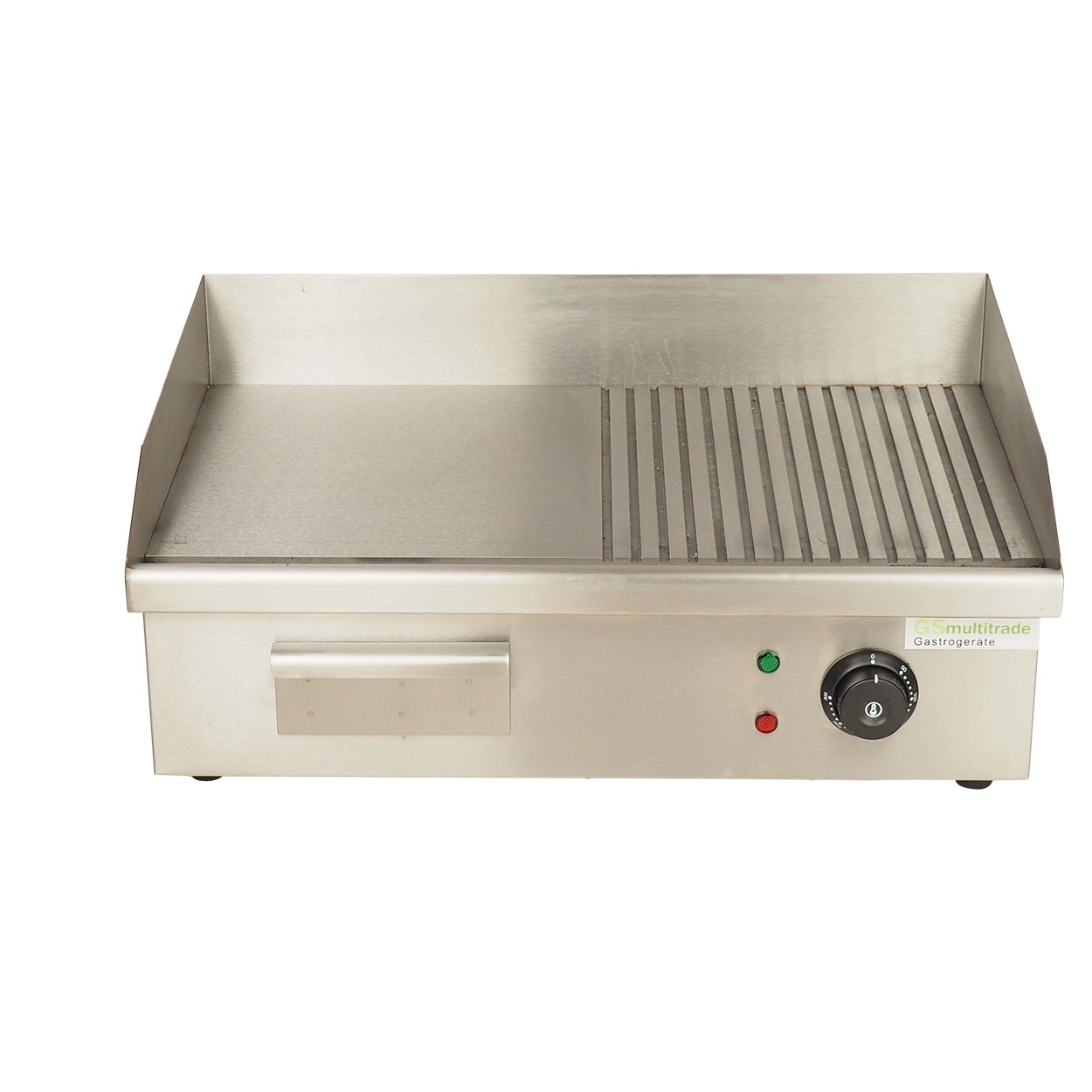 Grillplatte elektrisch,GS Multitrade Elektrogrill, Edelstahl-Gehäuse mit halb geriffelter und glatter Grillplatte