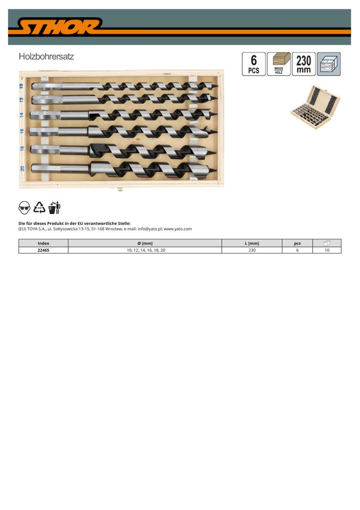 Spiralbohrer lange Holzbohrer 230mm Satz 6-tlg Schlangenbohrer 10-20mm Spiralbohrer lange Holzbohrer 230mm Satz 6-tlg Schlangenbohrer 10-20mm