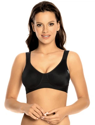 VIANIA Wellness-BH Sport-BH 14750 soft ohne Bügel schnelltrocknend mit Unterbrustband aus Frottee Middle Function Farbe Schwarz