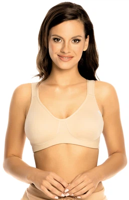 VIANIA Wellness-BH Sport-BH 14750 soft ohne Bügel schnelltrocknend mit Unterbrustband aus Frottee Middle Function Farbe Haut