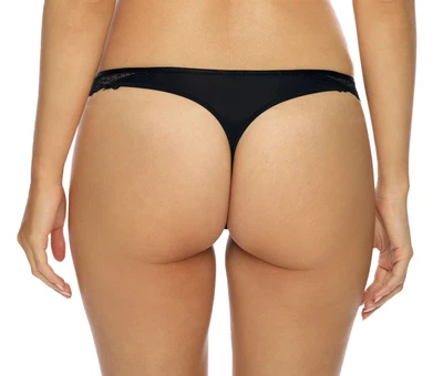Rückansicht klassischer String-Tanga in Farbe Schwarz