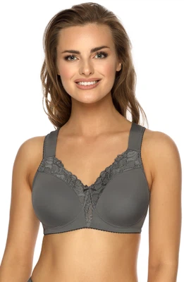 Vorderansicht Soft-BH ohne Bügel mit Komfortträgern und gemoldeten vorgeformten Cups in Farbe Grau Graphite