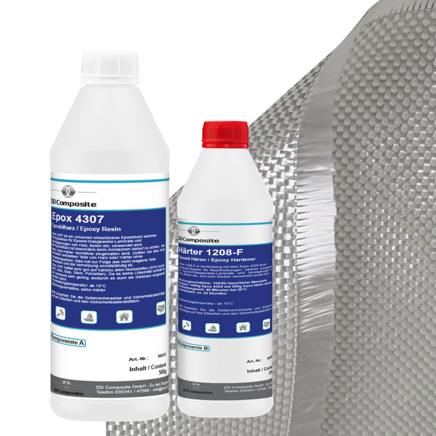 750g GFK Epoxidharz + 1m² Glasfilamentgewebe Silane 390g/m² Leinwand 750g GFK Epoxidharz + 1m² Glasfilamentgewebe Silane 390g/m² Leinwand