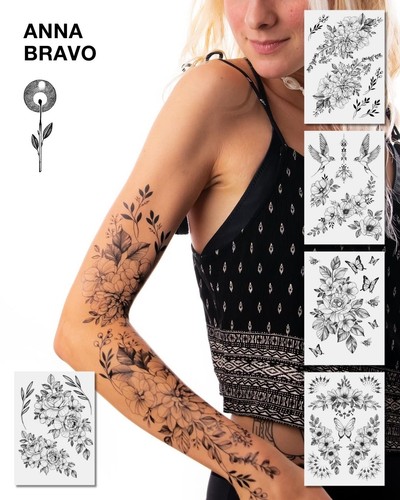 Florale Fineline-Tattoos von Anna Bravo: zart und detailliert Florale Fineline-Tattoos von Anna Bravo: zart und detailliert