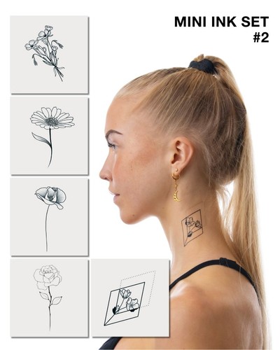 Mini Tattoo Set mit mehreren filigranen Line-Art Motiven Mini Tattoo Set mit mehreren filigranen Line-Art Motiven