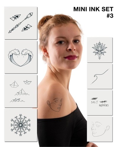 Mini Tattoo Set mit mehreren filigranen Line-Art Motiven Mini Tattoo Set mit mehreren filigranen Line-Art Motiven