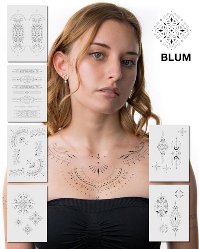 Tattoo Set mit feinen, ornamentalen und geometrischen Line-Art Mustern. Tattoo Set mit feinen, ornamentalen und geometrischen Line-Art Mustern.