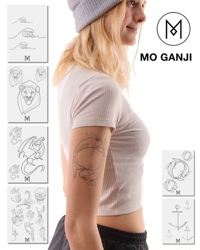 Tattoo Set mit minimalistischen One-Line Motiven in feiner Linienführung. Tattoo Set mit minimalistischen One-Line Motiven in feiner Linienführung.