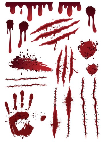 Temporäre Halloween Tattoos mit Narben, Kratzern, Nähten und Handabdruck