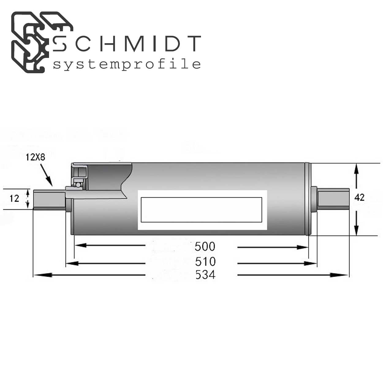 SCHMIDT Tragrolle 500 Mm – Förderbandrolle Mit Gummiüberzug, Ø 42 Mm, Edelstahl, Für Rollenbahnen & Förderanlagen