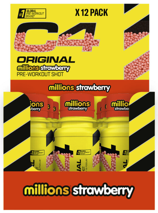 Cellucor C4 Shot Tray - Mhd 31.01.27 (12X60ml), - Geschmack: Millions Strawberry