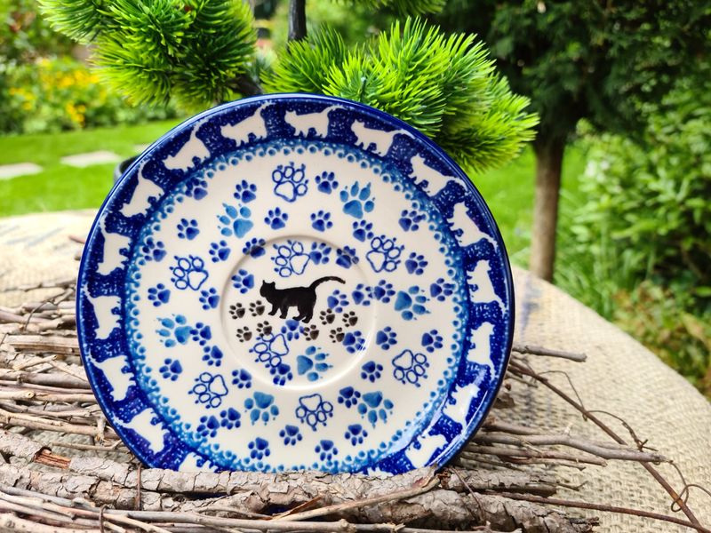 Flacher Teller 15 cm mit Innenspiegel, ca. 5 cm – Bunzlauer Keramik - Ceramika Artystyczna - Katze
