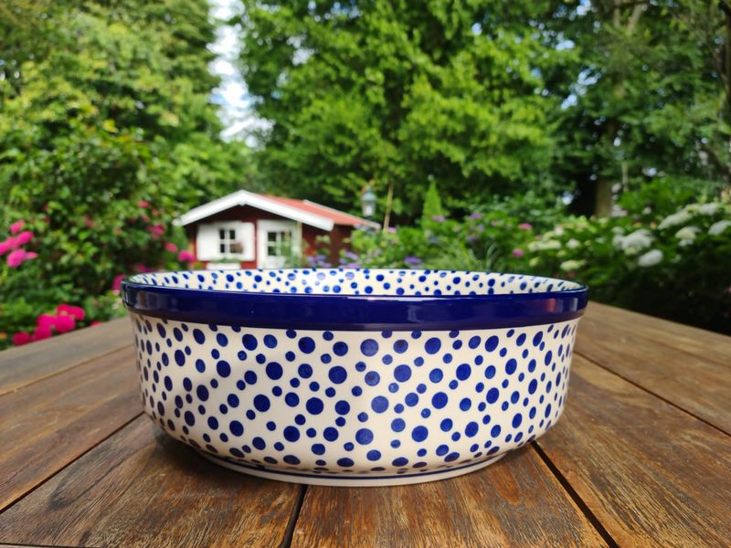 31,5 cm, 10,5 cm, 6,6 l - Große Schale, Salatschale, Backform, Obstschale, Dekoschale – Bunzlauer Keramik von Ceramika Artystyczna - Crazy Dots