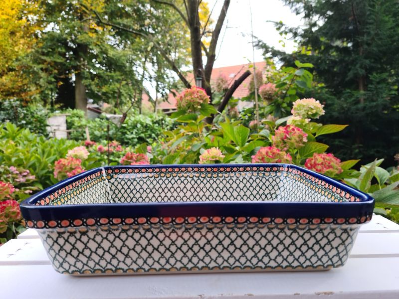 Unikat 1, Schale groß Luxus, 32 x 27 x 8 cm, aus dem Showroom, alte Bunzlauer Keramik mit Glasurrissen