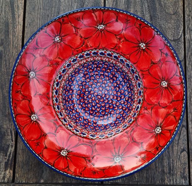 Große Schale / Pastateller aus Bunzlauer Keramik – Ø 25 cm – Ceramika Artystyczna – vielseitige Servierschale für Pasta, Salat, Dessert und Obst