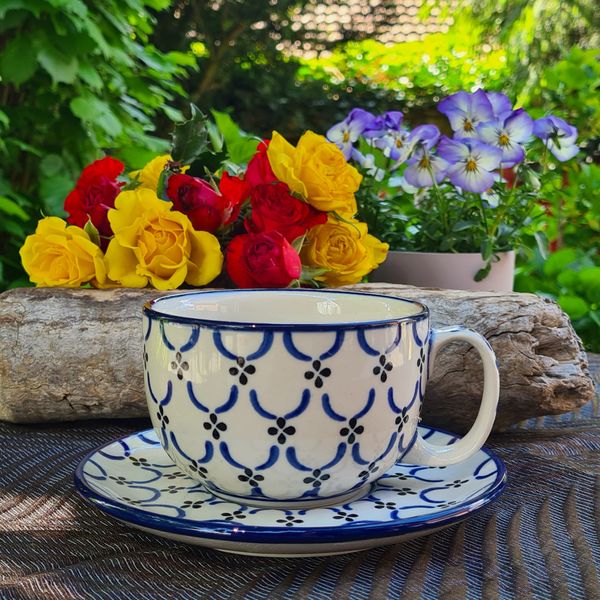 Maxitasse mit Untertasse 420 ml aus Bunzlauer Keramik – Ceramika Artystyczna – vielseitige Tasse für Tee, Desserts & Genussmomente - Tradition 25