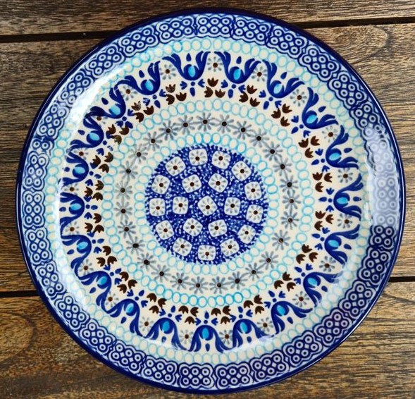 Flacher Teller 19,5 cm – Bunzlauer Keramik – Ceramika Artystyczna – Vielseitiger Teller für Frühstück, Kuchen, Müsli, Salat & mehr - Marrakesh